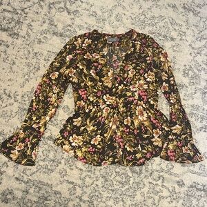 Anthropologie Deep V Floral Blouse